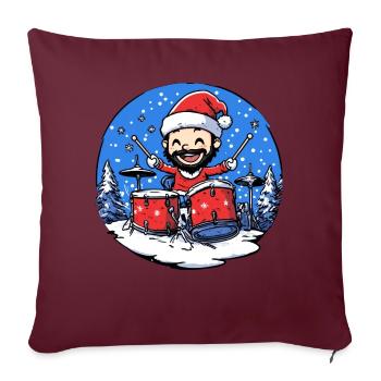 Batteur Père Noël - Housse de coussin décorative 45 x 45 cm - bordeaux - Devant