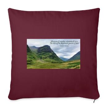 Wherever I wander wherever I rove - Highlands - Sofakissenbezug 45 x 45 cm - Burgunderrot - Vorne