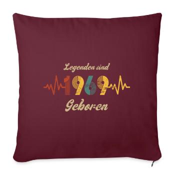 1969 Geburtstag Herzschlag Retro Vintage Spruch - Sofakissenbezug 45 x 45 cm - Burgunderrot - Vorne