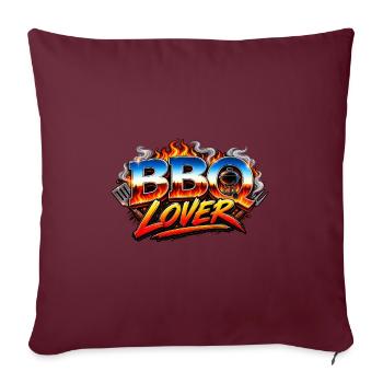 Logo des Flammes des Amoureux du BBQ - Housse de coussin décorative 45 x 45 cm - bordeaux - Devant