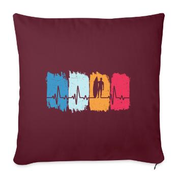 Surf Retro Heartbeat Surfing Surfer Surfing - Housse de coussin décorative 45 x 45 cm - bordeaux - Devant