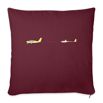 Tracteurs avion avion planeur - Housse de coussin décorative 45 x 45 cm - bordeaux - Devant