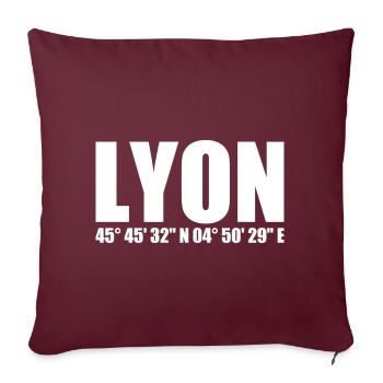 Coordonnées de Lyon - Housse de coussin décorative 45 x 45 cm - bordeaux - Devant