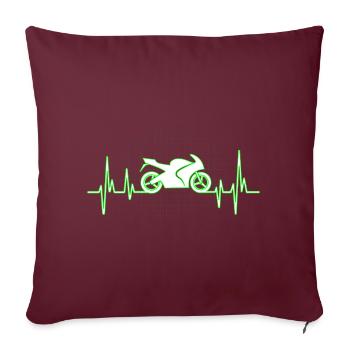 Motorbike Heartbeat ECG Motorcycle Motorsport Biker - Sofa pillowcase 17,3'' x 17,3'' (45 x 45 cm) - burgundy - Front