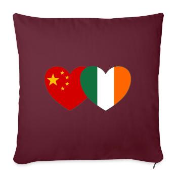 Coeur du drapeau de l’Irlande de la Chine - Housse de coussin décorative 45 x 45 cm - bordeaux - Devant