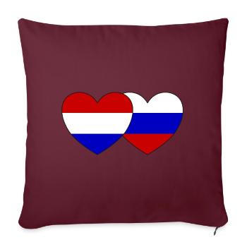Cœur de drapeau de la Hollande Russie - Housse de coussin décorative 45 x 45 cm - bordeaux - Devant