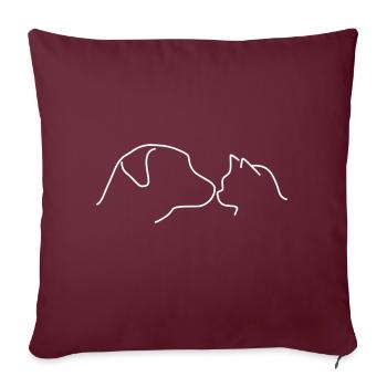 Chien chat animal animaux de compagnie chiens chats - Housse de coussin décorative 45 x 45 cm - bordeaux - Devant