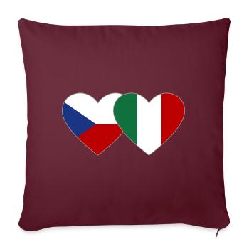 République tchèque Italie Flag Heart - Housse de coussin décorative 45 x 45 cm - bordeaux - Devant