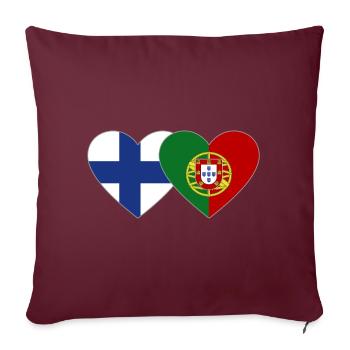 Finlande Portugal Drapeau Coeur - Housse de coussin décorative 45 x 45 cm - bordeaux - Devant