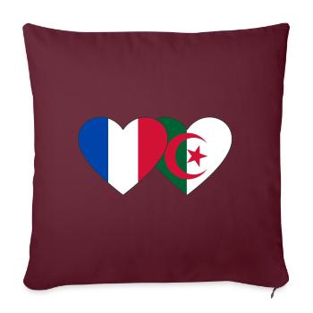 France Algérie Drapeau Coeur - Housse de coussin décorative 45 x 45 cm - bordeaux - Devant