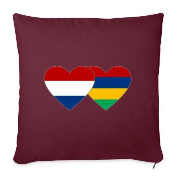 Cœur de drapeau de l’île Maurice en Hollande - Housse de coussin décorative 45 x 45 cm - bordeaux - Devant