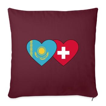 Kazakhstan Suisse Flag Coeur - Housse de coussin décorative 45 x 45 cm - bordeaux - Devant