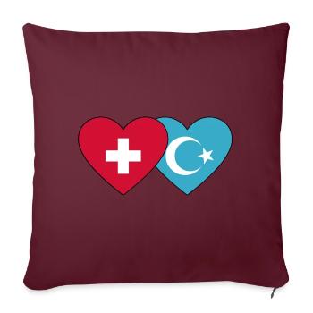 Schweiz Uiguren Flagge Herz - Sofakissenbezug 45 x 45 cm - Burgunderrot - Vorne