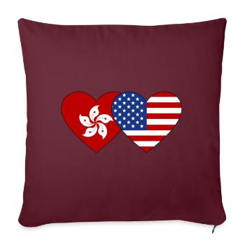 Cœur de drapeau des États-Unis de Hong Kong - Housse de coussin décorative 45 x 45 cm - bordeaux - Devant