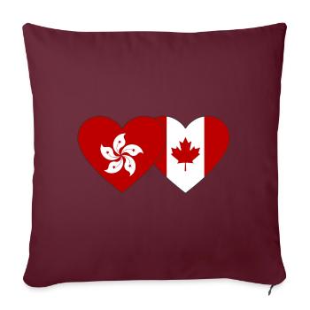 Cœur de drapeau du Canada à Hong Kong - Housse de coussin décorative 45 x 45 cm - bordeaux - Devant