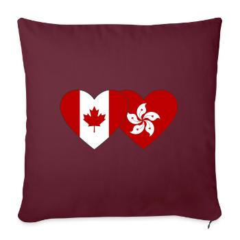 Canada Cœur de drapeau de Hong Kong - Housse de coussin décorative 45 x 45 cm - bordeaux - Devant
