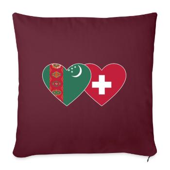 Turkménistan Suisse Drapeau Coeur - Housse de coussin décorative 45 x 45 cm - bordeaux - Devant