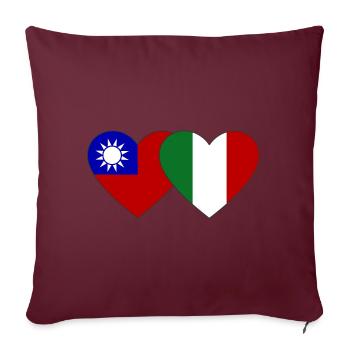 Taïwan Italie Flag Heart - Housse de coussin décorative 45 x 45 cm - bordeaux - Devant
