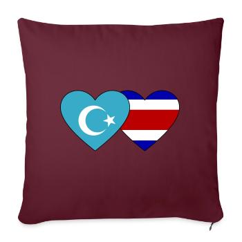 Uiguren Costa Rica Flagge Herz - Sofakissenbezug 45 x 45 cm - Burgunderrot - Vorne