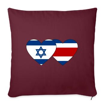 Israël Costa Rica drapeau coeur - Housse de coussin décorative 45 x 45 cm - bordeaux - Devant