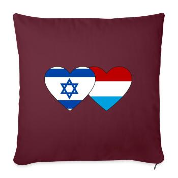 Israël Luxembourg Drapeau Coeur - Housse de coussin décorative 45 x 45 cm - bordeaux - Devant
