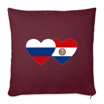 Russie Paraguay Drapeau du Cœur - Housse de coussin décorative 45 x 45 cm - bordeaux - Devant