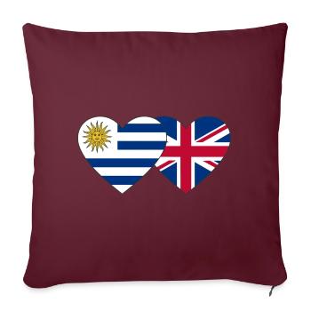 Uruguay Angleterre Drapeau du cœur - Housse de coussin décorative 45 x 45 cm - bordeaux - Devant