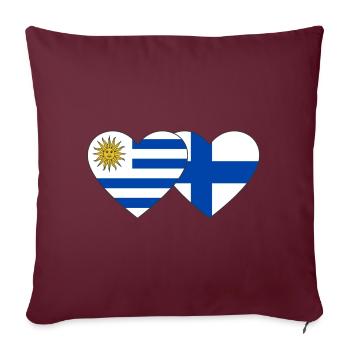 Uruguay Finlande Drapeau du cœur - Housse de coussin décorative 45 x 45 cm - bordeaux - Devant