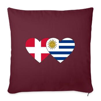 Danemark Uruguay Drapeau du cœur - Housse de coussin décorative 45 x 45 cm - bordeaux - Devant