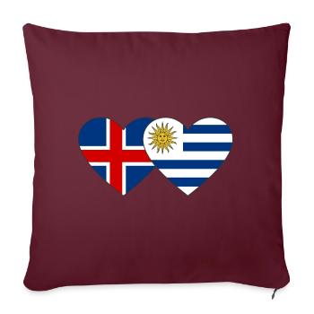 Islande Uruguay Drapeau du Cœur - Housse de coussin décorative 45 x 45 cm - bordeaux - Devant
