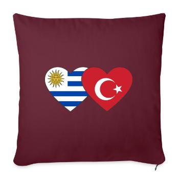 Uruguay Turquie Drapeau du cœur - Housse de coussin décorative 45 x 45 cm - bordeaux - Devant