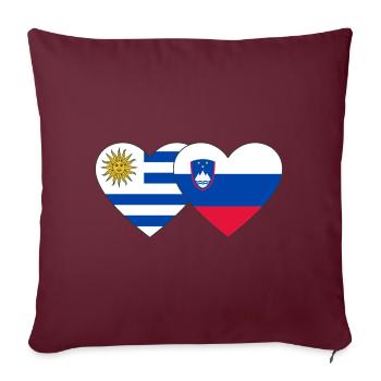 Uruguay Slovénie Drapeau du cœur - Housse de coussin décorative 45 x 45 cm - bordeaux - Devant
