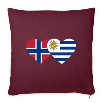 Norvège Uruguay Drapeau du cœur - Housse de coussin décorative 45 x 45 cm - bordeaux - Devant