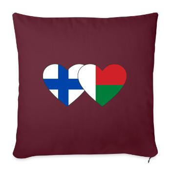 Finlande Madagascar Drapeau du Cœur - Housse de coussin décorative 45 x 45 cm - bordeaux - Devant