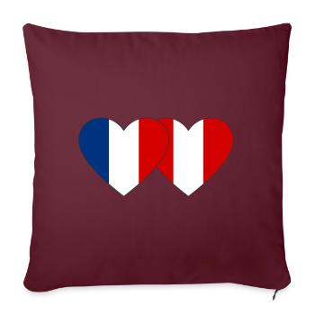 France Pérou Drapeau du Cœur - Housse de coussin décorative 45 x 45 cm - bordeaux - Devant