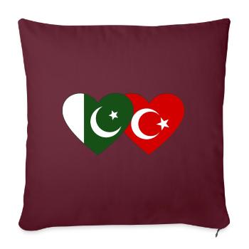 Pakistan Turquie Drapeau Coeur - Housse de coussin décorative 45 x 45 cm - bordeaux - Devant