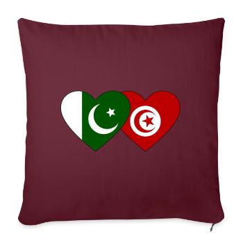 Drapeau Pakistan Tunisie Coeur - Housse de coussin décorative 45 x 45 cm - bordeaux - Devant