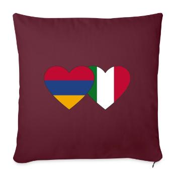 Arménie Italie Drapeau Coeur - Housse de coussin décorative 45 x 45 cm - bordeaux - Devant