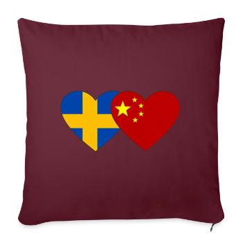 Suède Drapeau du cœur de la Chine - Housse de coussin décorative 45 x 45 cm - bordeaux - Devant