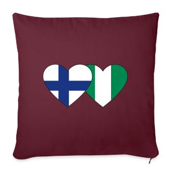 Finlande Nigeria Drapeau Coeur - Housse de coussin décorative 45 x 45 cm - bordeaux - Devant