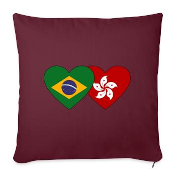 Brésil Cœur de drapeau de Hong Kong - Housse de coussin décorative 45 x 45 cm - bordeaux - Devant