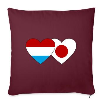Luxembourg Drapeau du Japon Cœur - Housse de coussin décorative 45 x 45 cm - bordeaux - Devant
