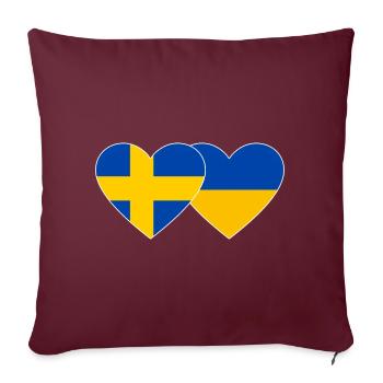 Suède Ukraine drapeau coeur - Housse de coussin décorative 45 x 45 cm - bordeaux - Devant