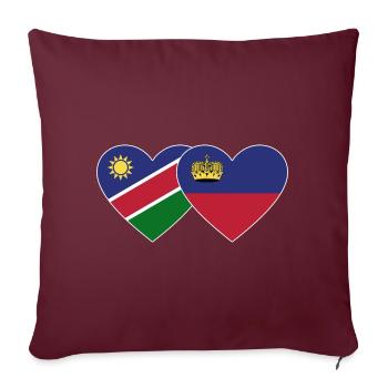 Namibie Liechtenstein Drapeau Coeur - Housse de coussin décorative 45 x 45 cm - bordeaux - Devant