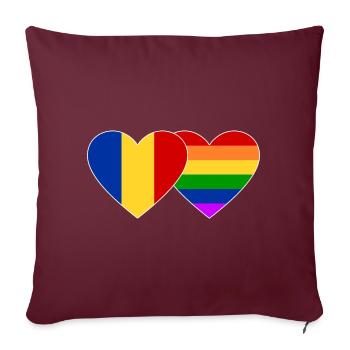 Drapeau arc-en-ciel de Roumanie - Housse de coussin décorative 45 x 45 cm - bordeaux - Devant