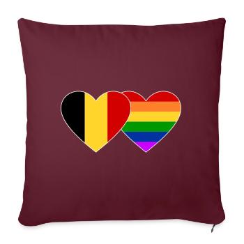Drapeau arc-en-ciel de Belgique - Housse de coussin décorative 45 x 45 cm - bordeaux - Devant