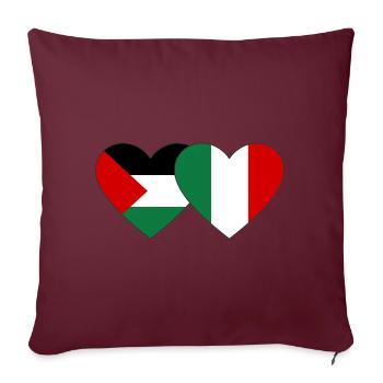 Palestine Italie drapeau coeur - Housse de coussin décorative 45 x 45 cm - bordeaux - Devant