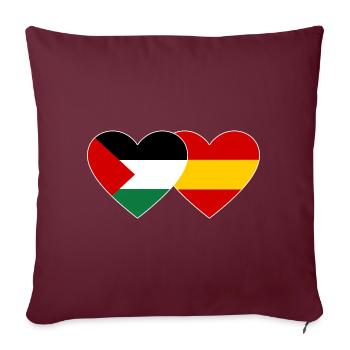 Palestine Espagne Drapeau Coeur - Housse de coussin décorative 45 x 45 cm - bordeaux - Devant