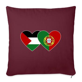 Palestine Portugal Drapeau Coeur - Housse de coussin décorative 45 x 45 cm - bordeaux - Devant