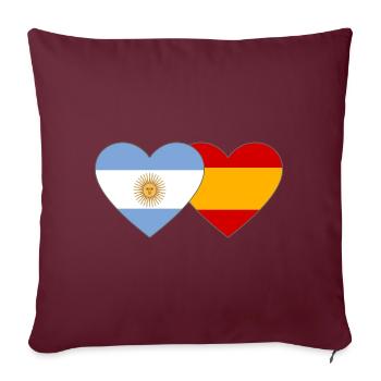 Argentine Espagne Drapeau Coeur - Housse de coussin décorative 45 x 45 cm - bordeaux - Devant